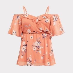 CHIFFON COLD SHOULDER BLOUSE